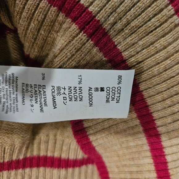 Gap Women's V-Neck Striped Beige & Pink Long Sleeve Sweater XS Soft and Comfy - Picture 15 of 16